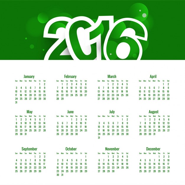 Calendario para el año nuevo 2016