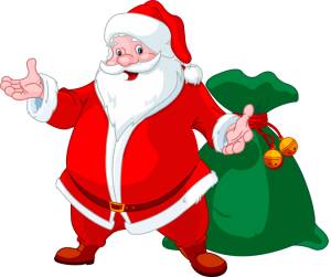 Santa con bolsa de regalos imagen png
