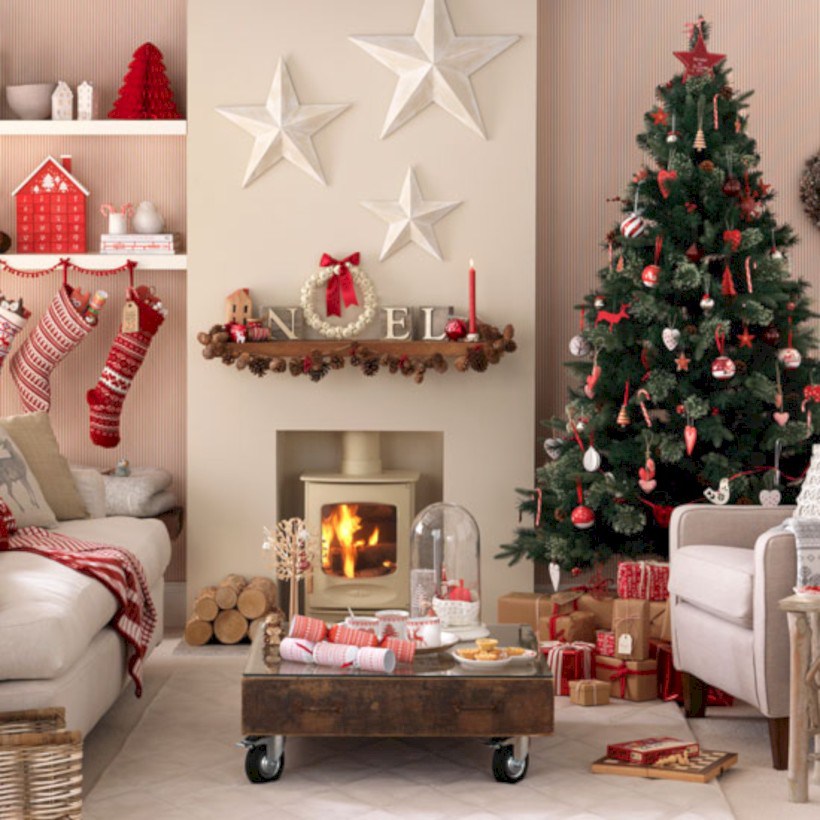 Salas de estar magníficas decoradas para la Navidad